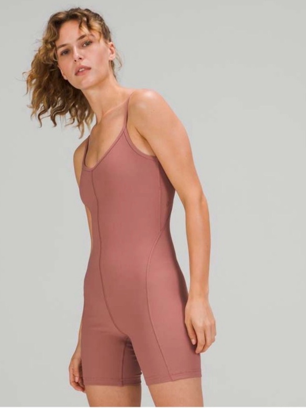 LULULEMON RIBBED CONTOURED UNITARD 6” SPICED CHAI BODYSUIT SZ 8 NWOT